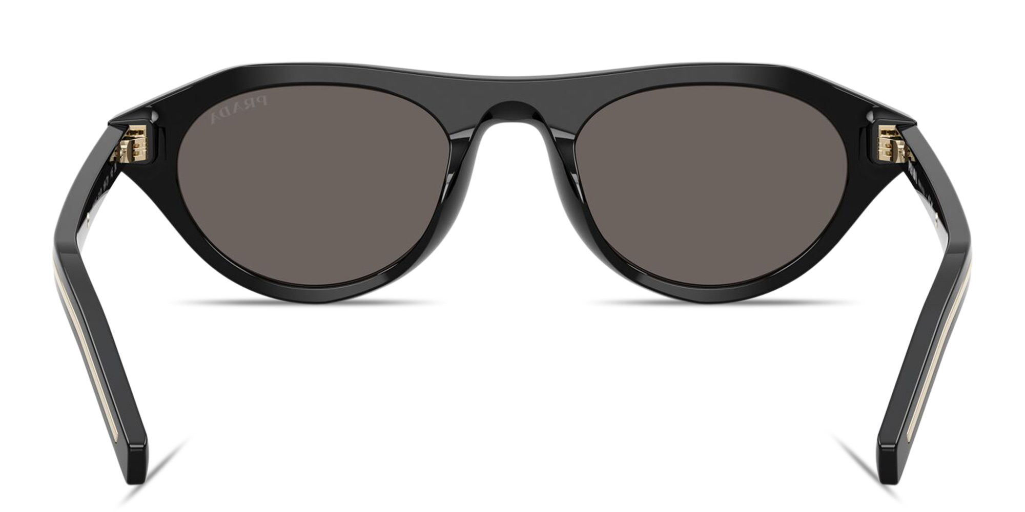 Shop PRADA Logo Signature Irregular Sunglasses in Black online.