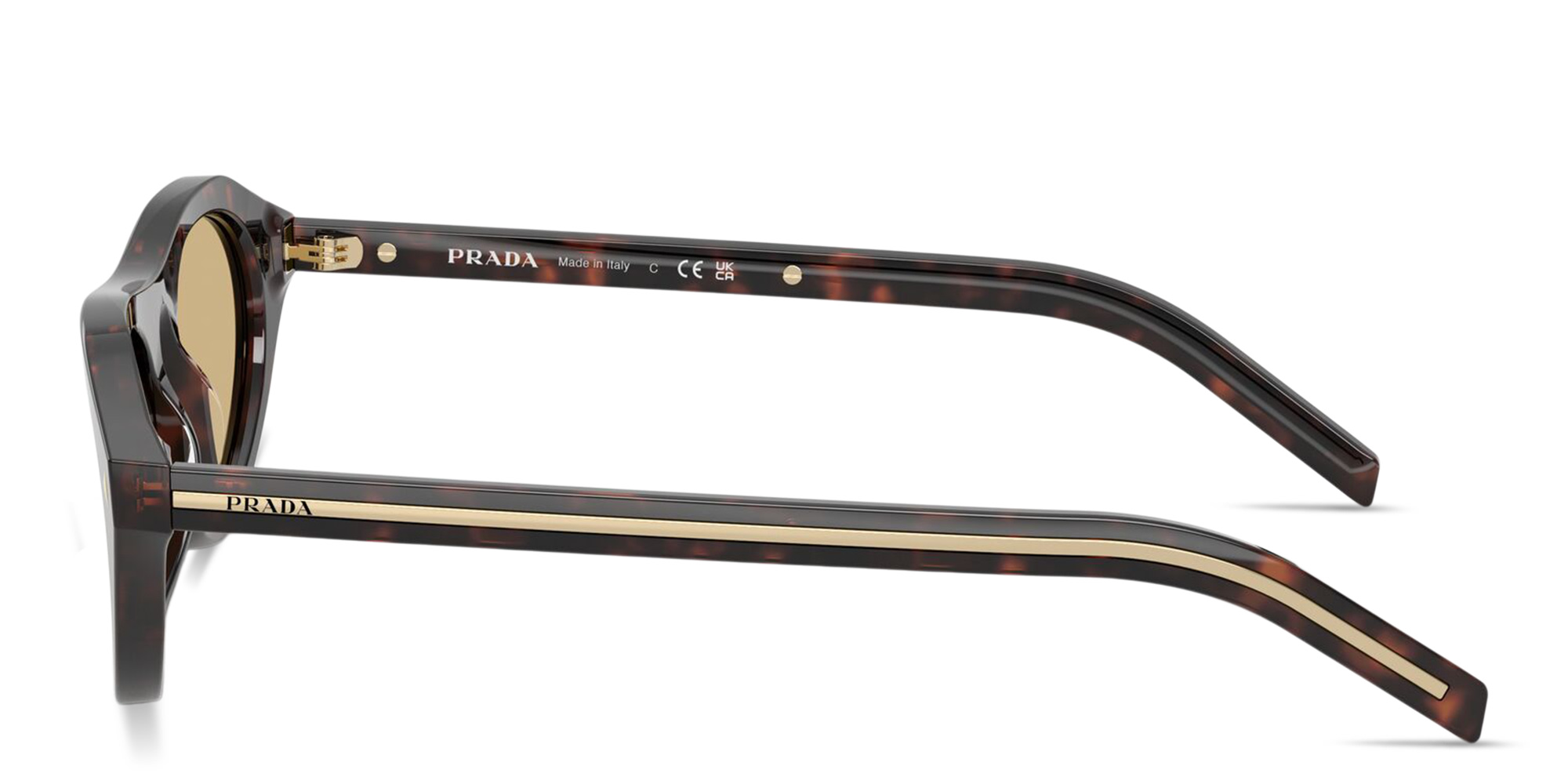 Shop PRADA Logo Signature Irregular Sunglasses in Tortoise online.