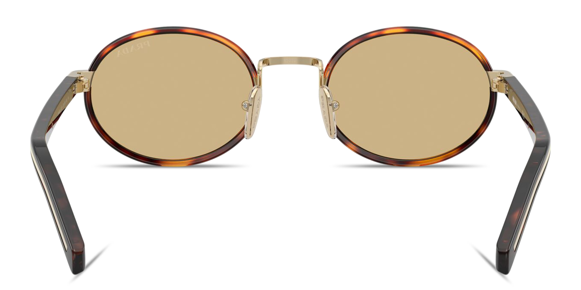Shop PRADA Logo Lettering Oval Sunglasses in Tortoise online.