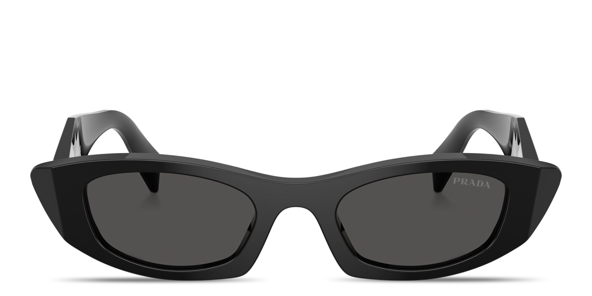 Shop PRADA Logo Signature Oval Sunglasses in Black online.