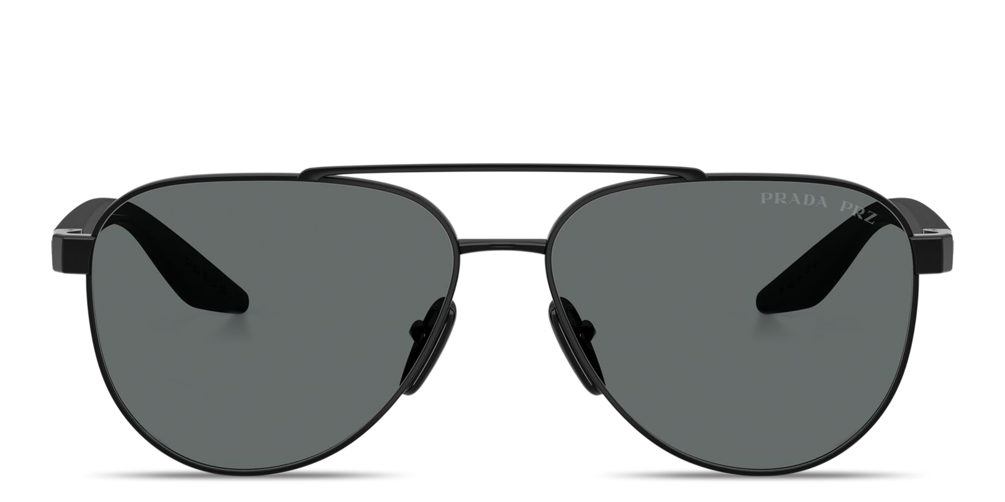 Shop Prada Linea Rossa Logo Signature Aviator Sunglasses in Black online.