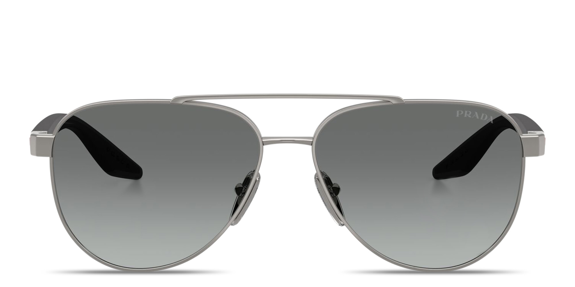 Shop Prada Linea Rossa Logo Signature Aviator Sunglasses in Matte Grey online.