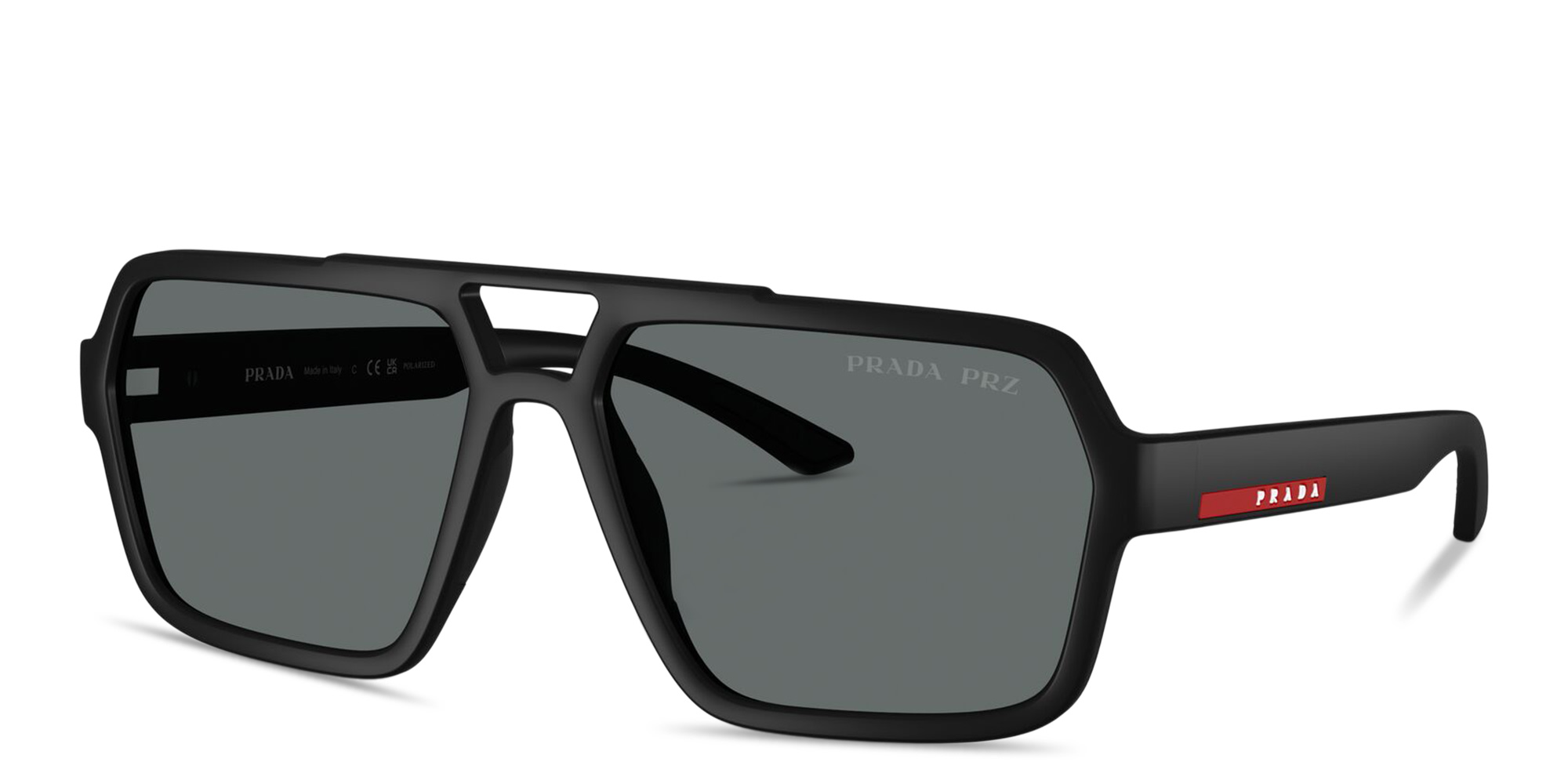 تسوق نظارات شمسية طراز أفياتور بتوقيع العلامة برادا لينيا روسا بلون أسود أونلاين.