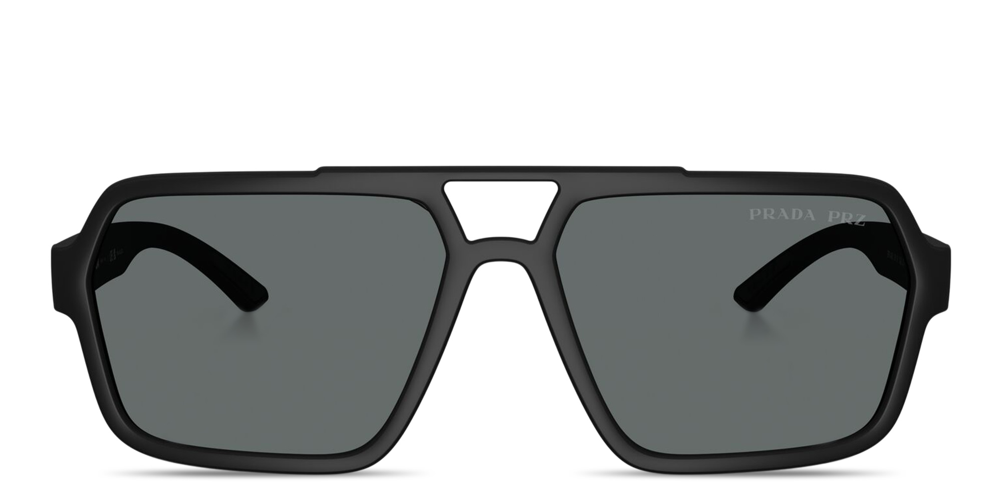 Shop Prada Linea Rossa Logo Signature Aviator Sunglasses in Black online.