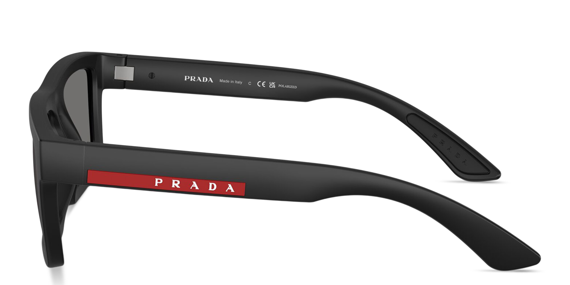 Shop Prada Linea Rossa Logo Signature Rectangle Sunglasses in Matte Black online.