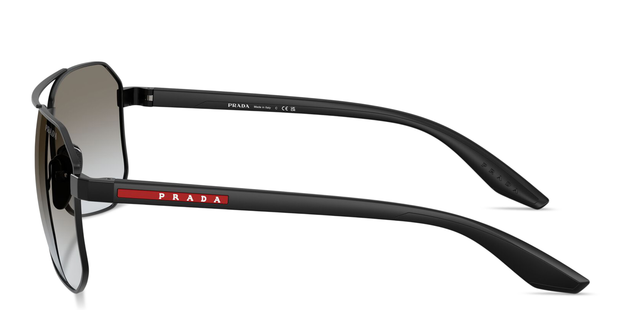 Shop Prada Linea Rossa Logo Signature Pilot Sunglasses in Black online.