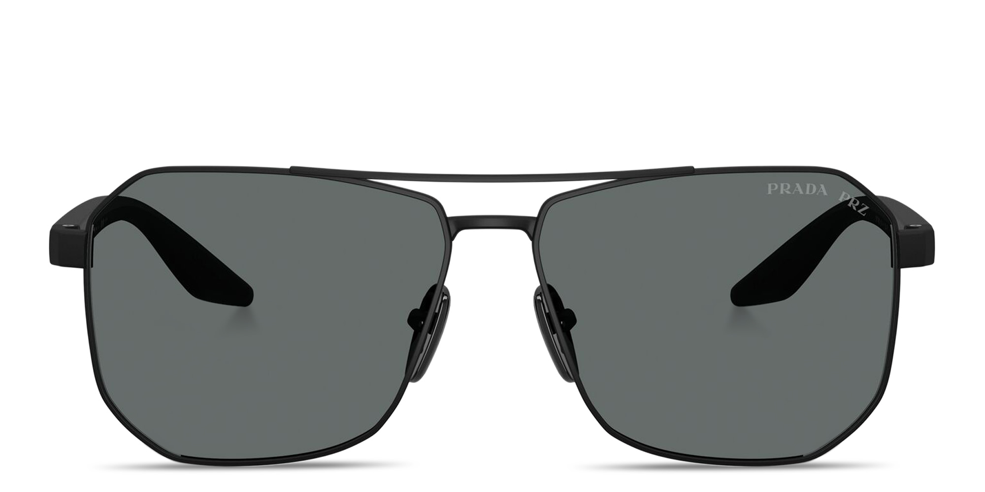 Shop Prada Linea Rossa Logo Signature Pilot Sunglasses in Black online.