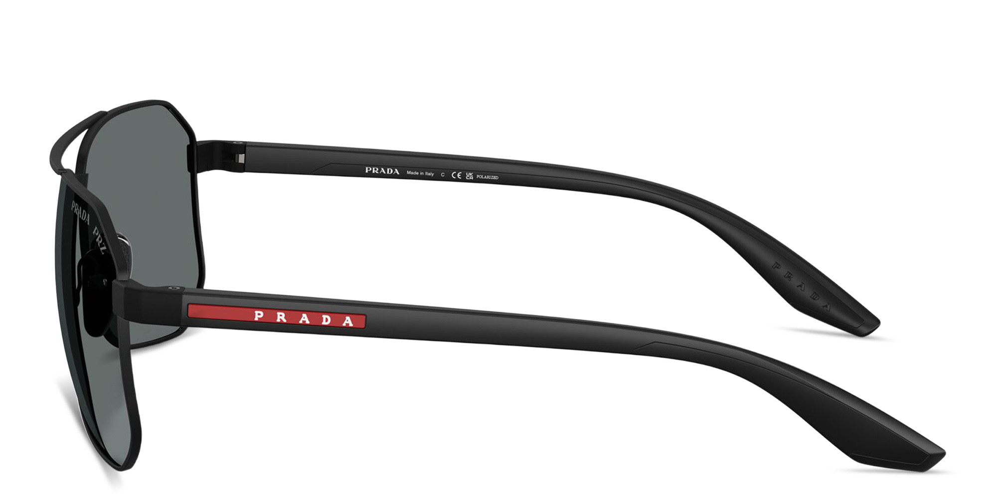 Shop Prada Linea Rossa Logo Signature Pilot Sunglasses in Black online.