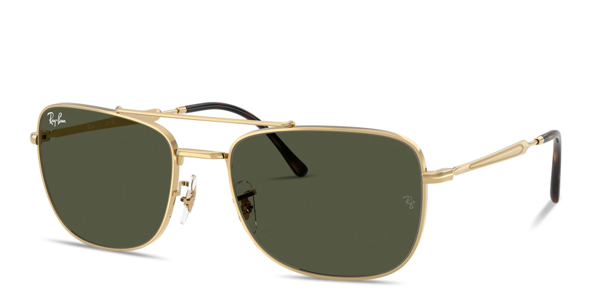 Shop Ray-Ban Unisex Rectangle Sunglasses in Gold online.