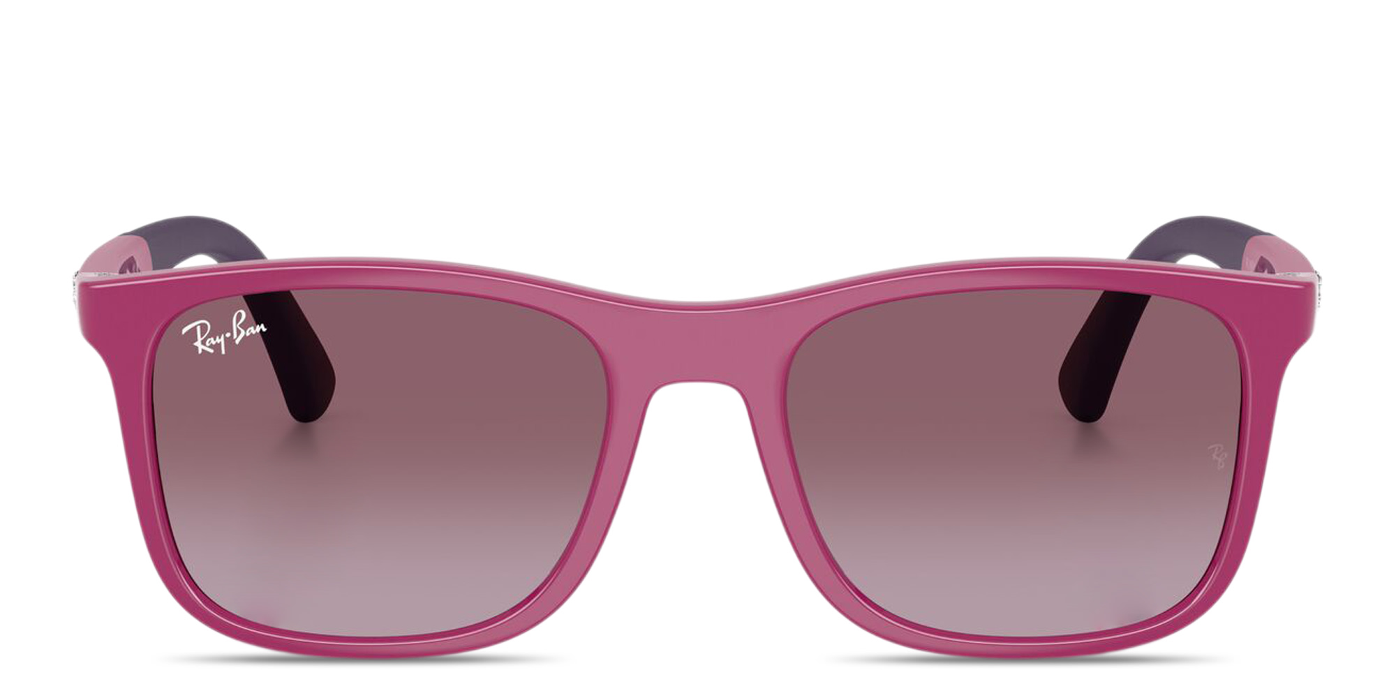 Shop Ray-Ban Junior Kids Square Sunglasses in Fuchsia On Violet online.
