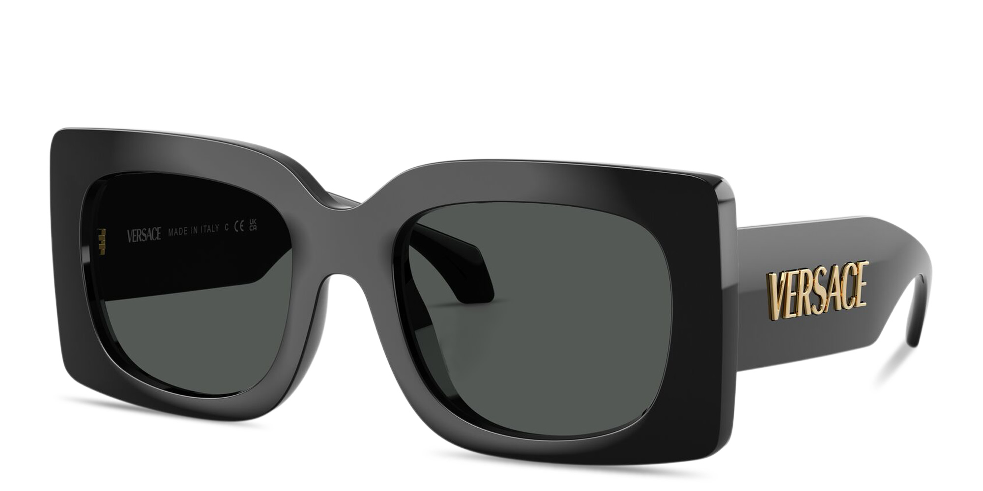 VERSACE Logo Signature Oversized Square Sunglasses in Black – Product Photo 2