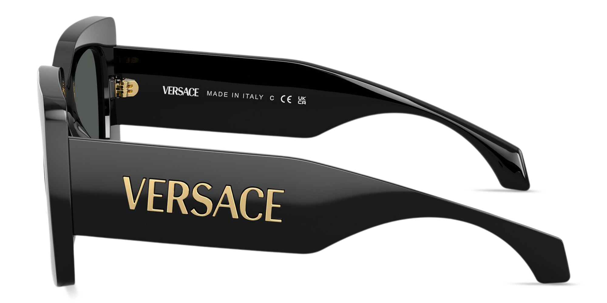 VERSACE Logo Signature Oversized Square Sunglasses in Black – Product Photo 3