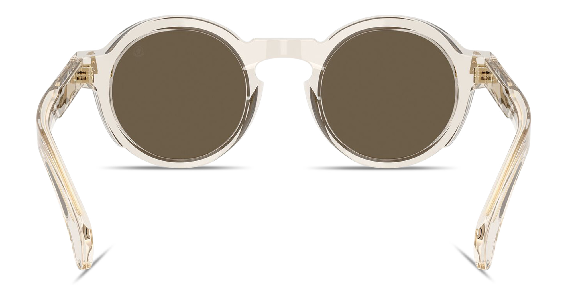 Shop Moncler Aurone Unisex Round Sunglasses in Transparent Shiny Butter online.