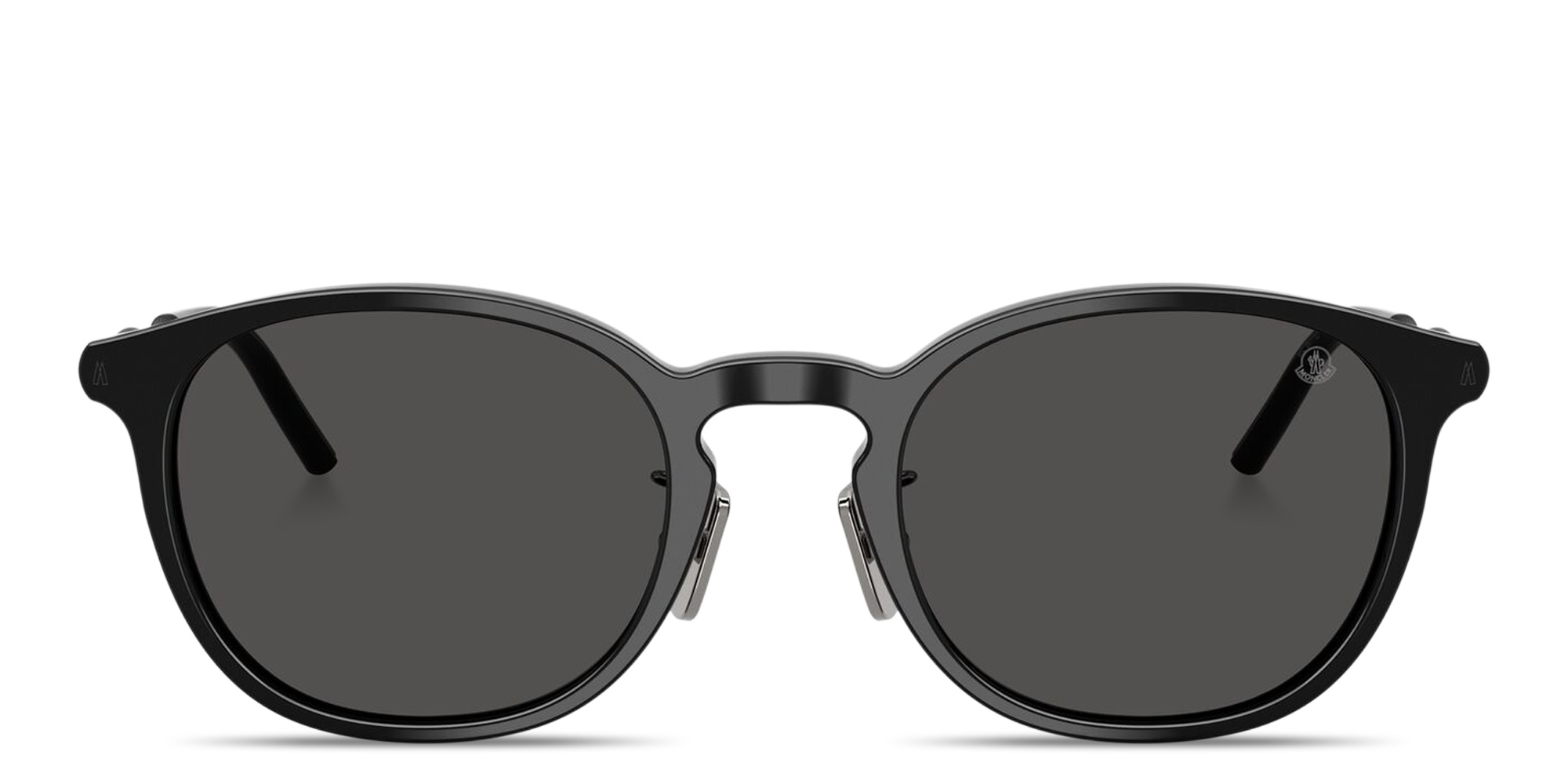 Moncler Barbb Unisex Round Sunglasses in Shiny Black – Product Photo 1
