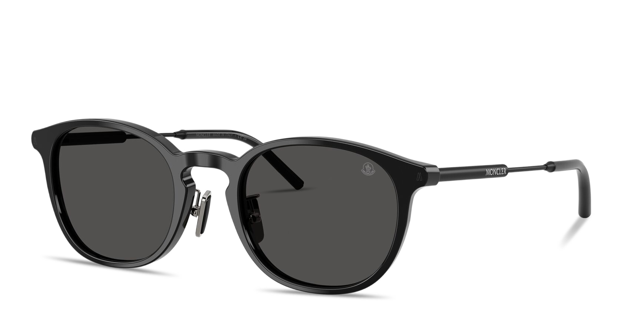 Shop Moncler Barbb Unisex Round Sunglasses in Shiny Black online.