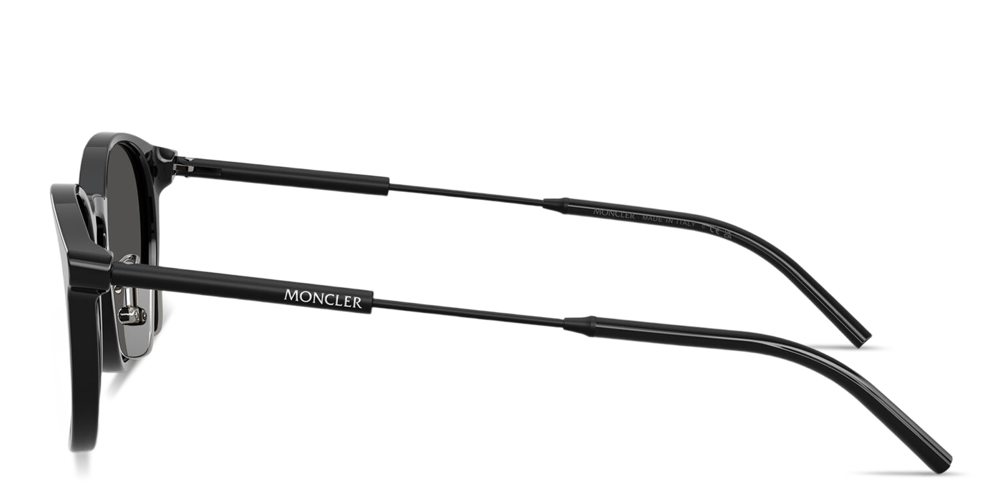 Shop Moncler Barbb Unisex Round Sunglasses in Shiny Black online.