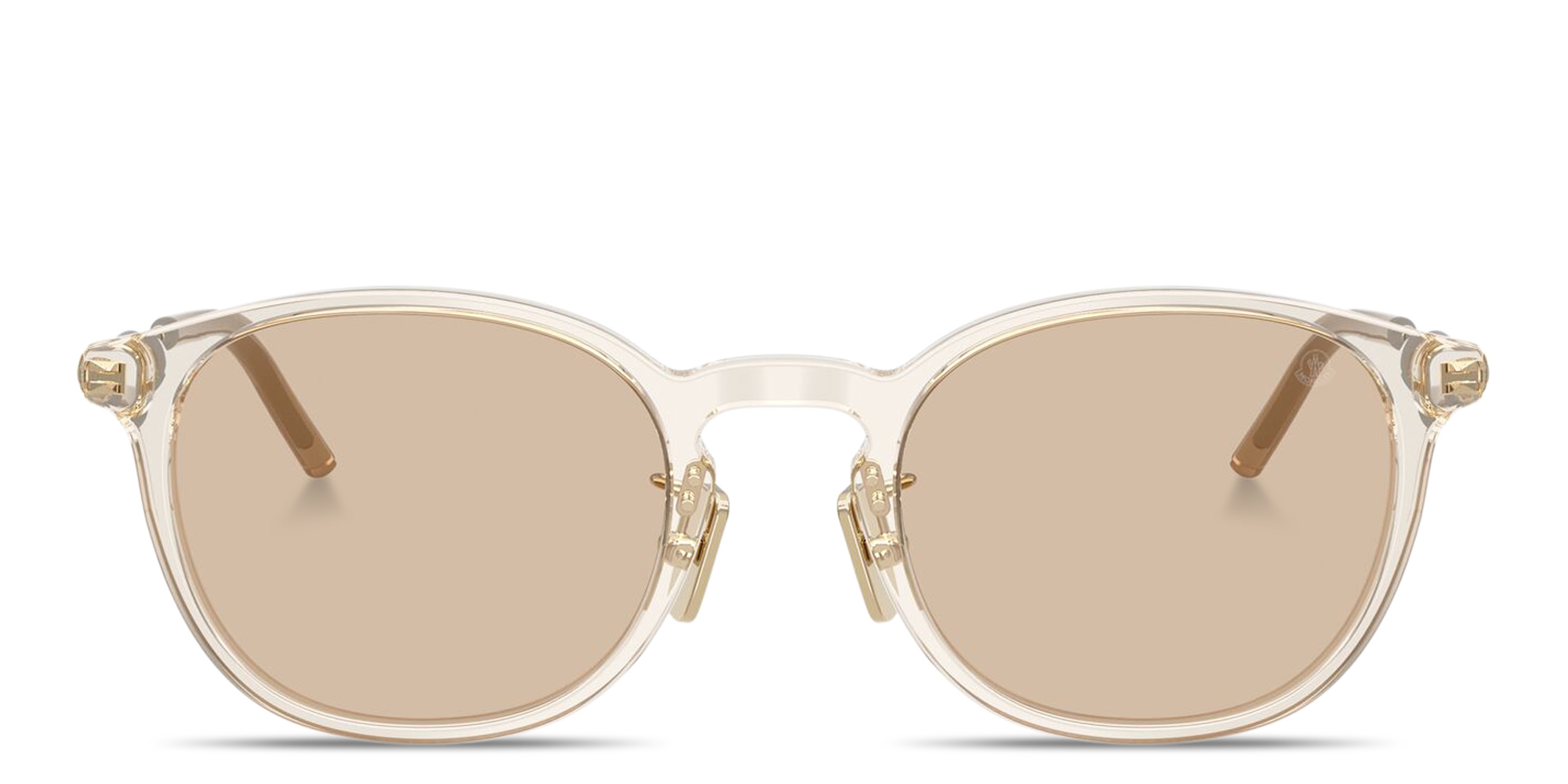 Shop Moncler Barbb Unisex Round Sunglasses in Transparent Beige online.