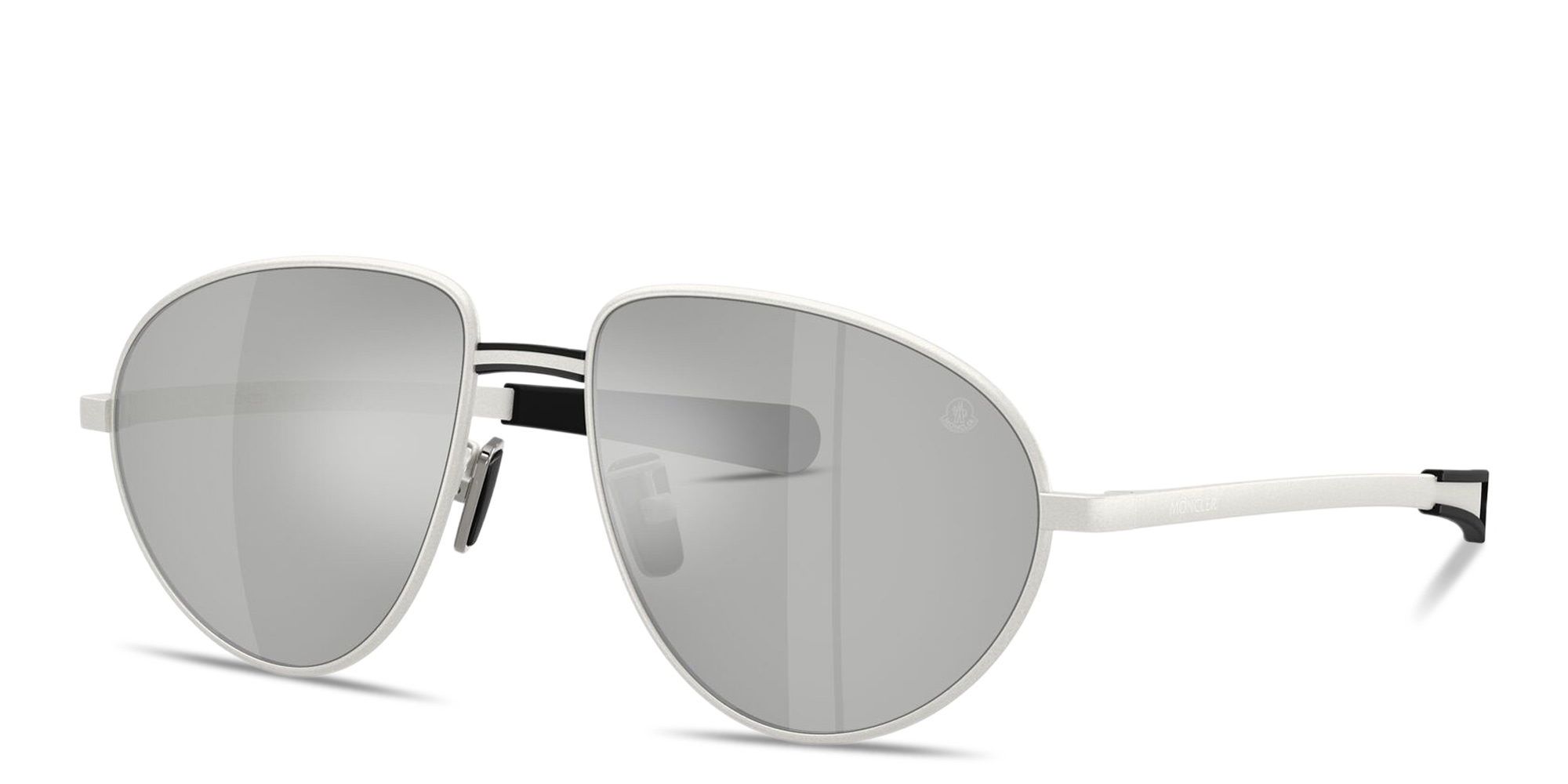 Shop Moncler Vizla Unisex Pilot Sunglasses in Matte Silver online.
