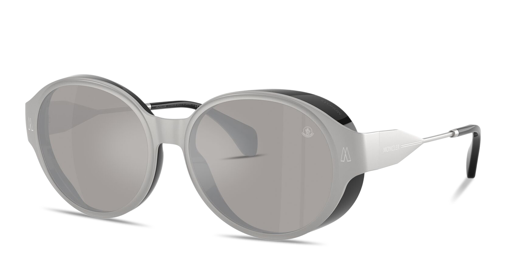 Shop Moncler Auros Unisex Round Sunglasses in Matte Silver online.