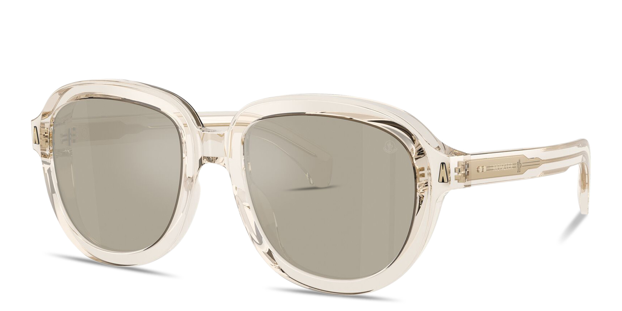 Shop Moncler Cirsee Unisex Pilot Sunglasses in Transparent Shiny Butter online.