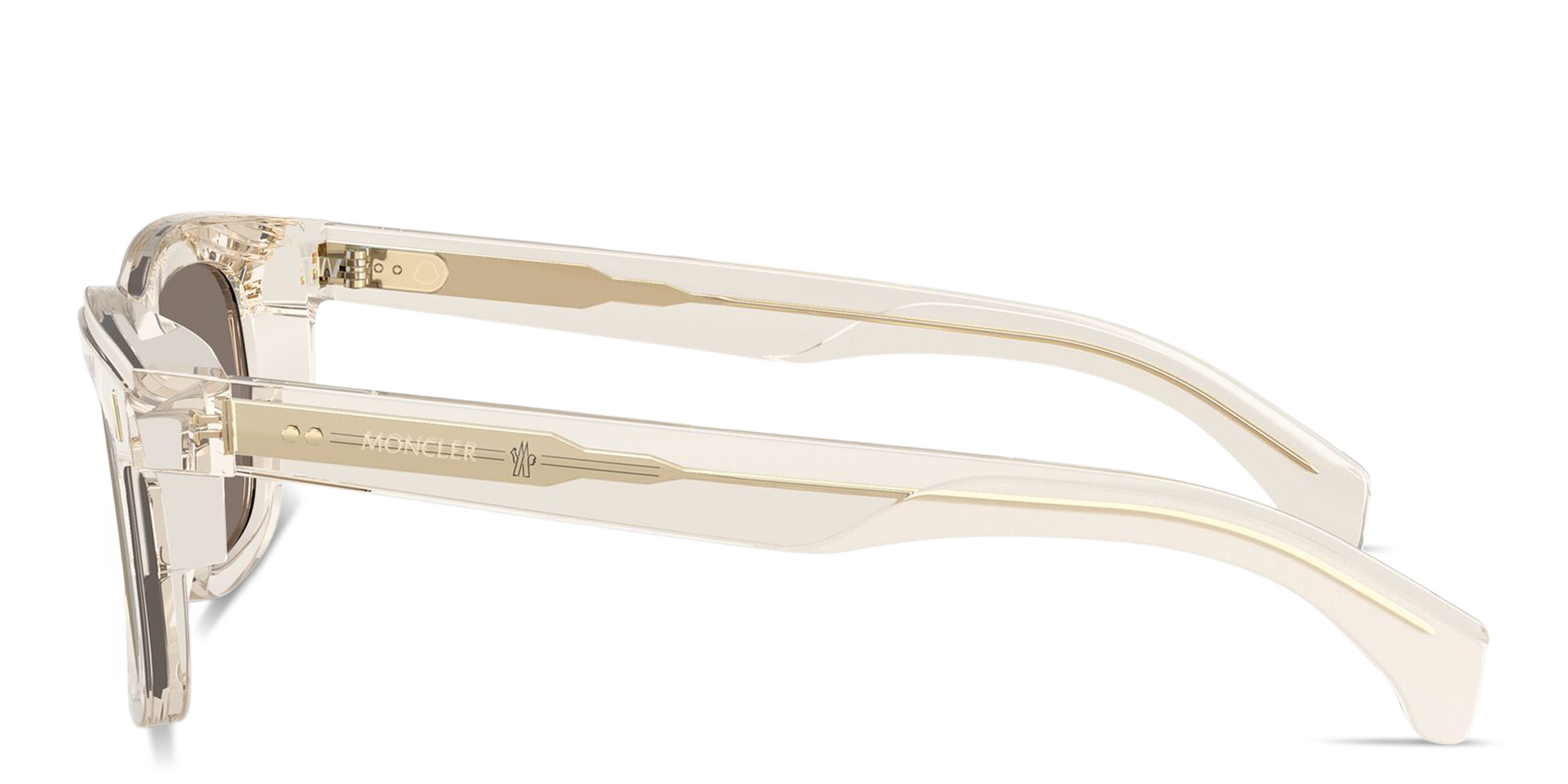 Shop Moncler Claro Unisex Square Sunglasses in Transparent Beige online.
