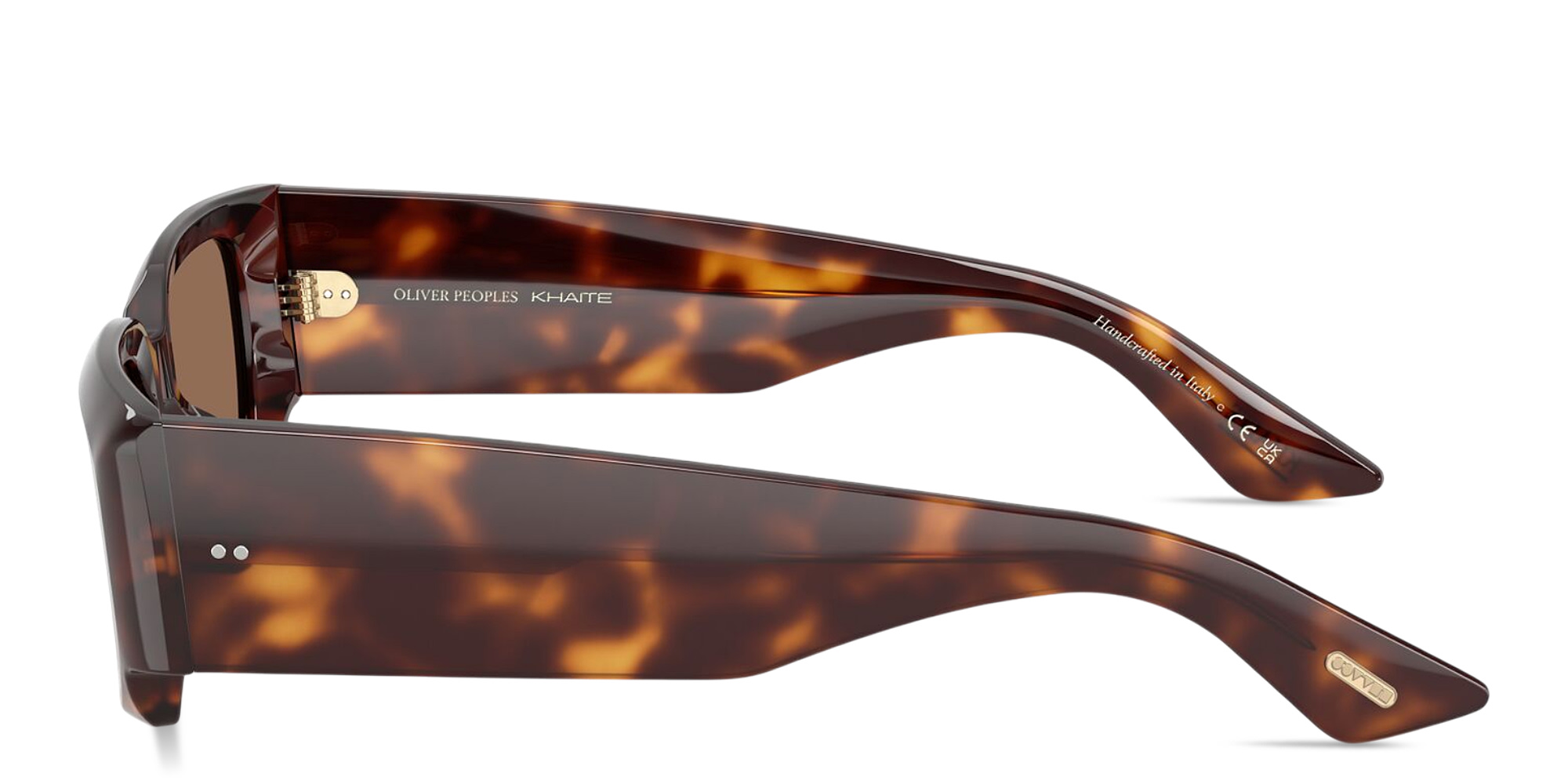 Shop OLIVER PEOPLES Khaite Rectangle Sunglasses in Dark mahogany online.