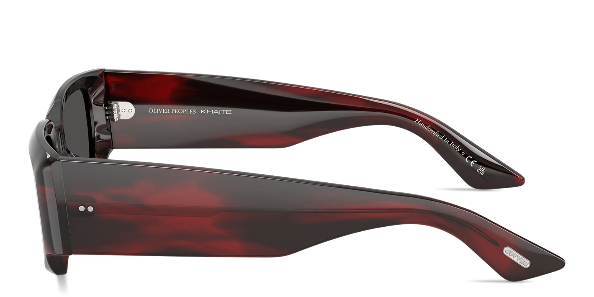 Shop OLIVER PEOPLES Khaite Rectangle Sunglasses in Bordeaux online.