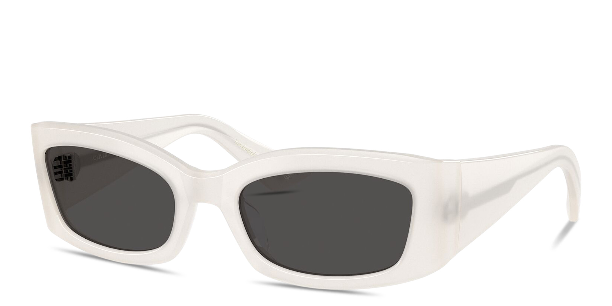 Shop OLIVER PEOPLES Khaite Rectangle Sunglasses in Ecru online.