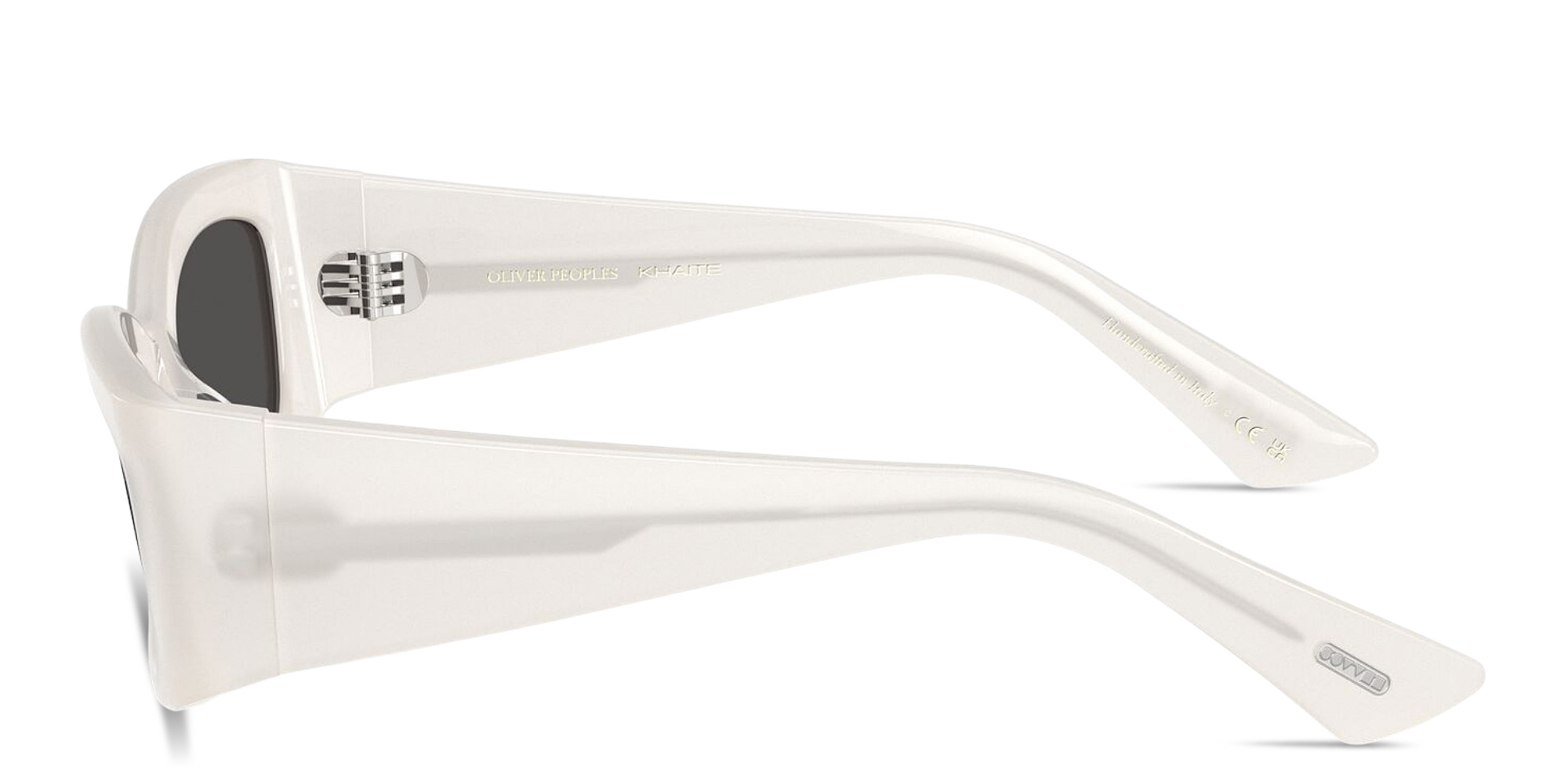 Shop OLIVER PEOPLES Khaite Rectangle Sunglasses in Ecru online.