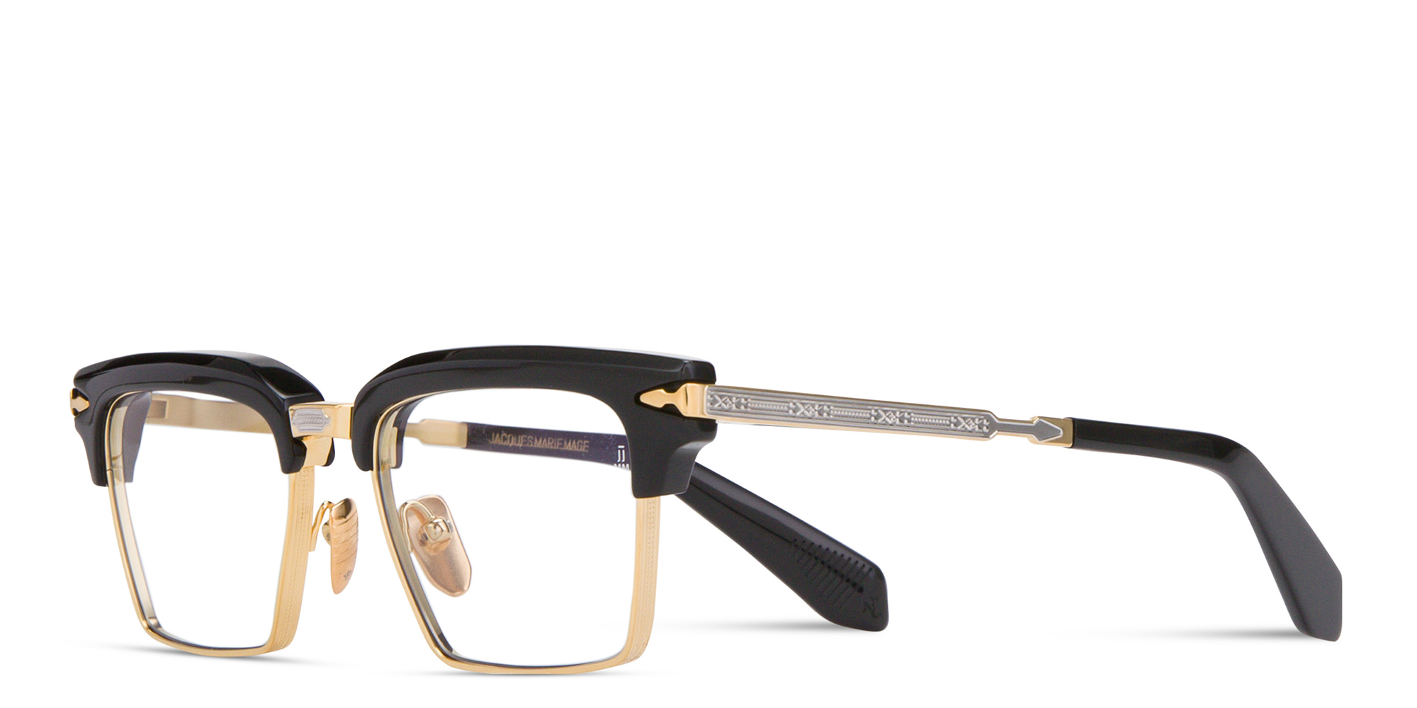 Shop JACQUES MARIE MAGE Alin Unisex Square Eyeglasses in Black online.