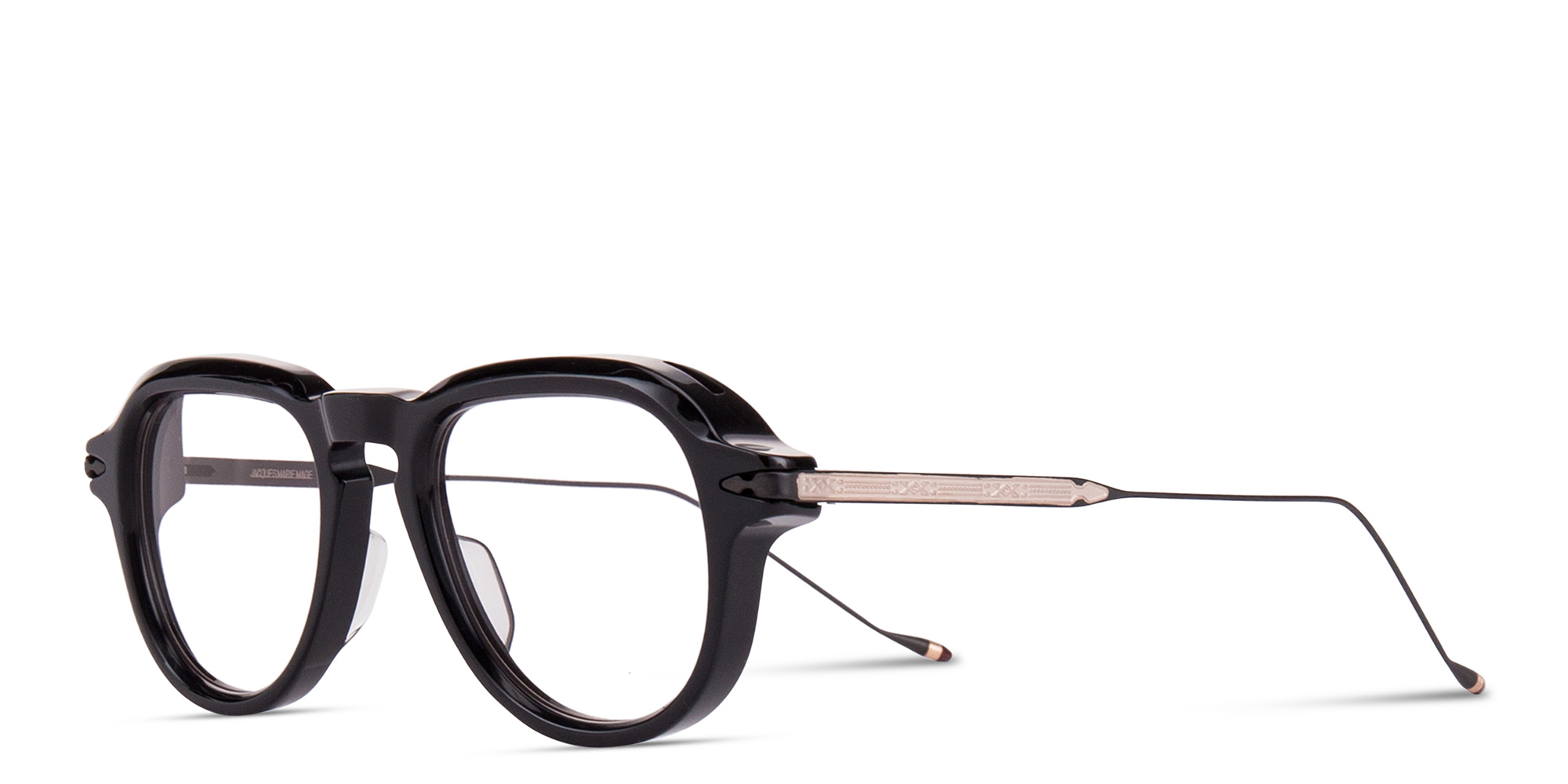 JACQUES MARIE MAGE Jenkins Unisex Aviator Eyeglasses in Shiny Black – Product Photo 2