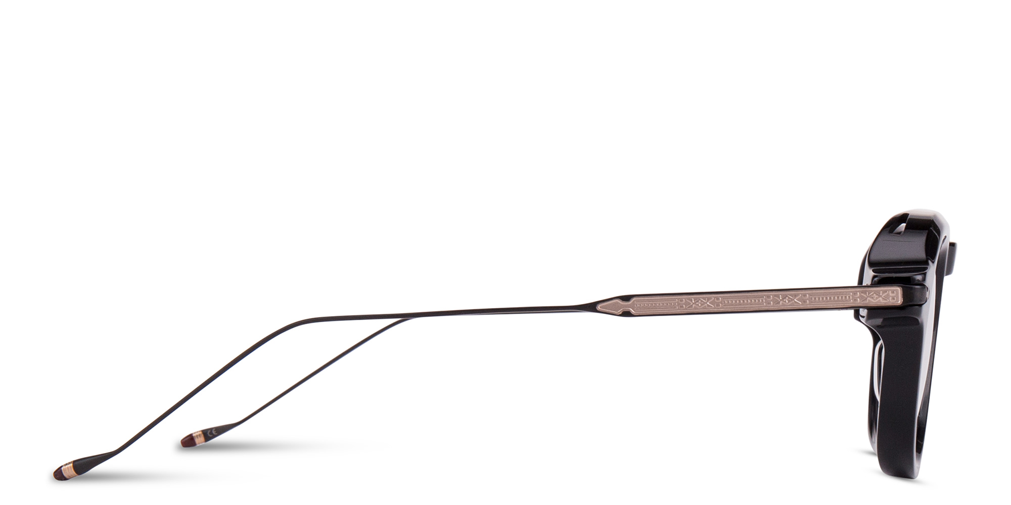 JACQUES MARIE MAGE Jenkins Unisex Aviator Eyeglasses in Shiny Black – Product Photo 3
