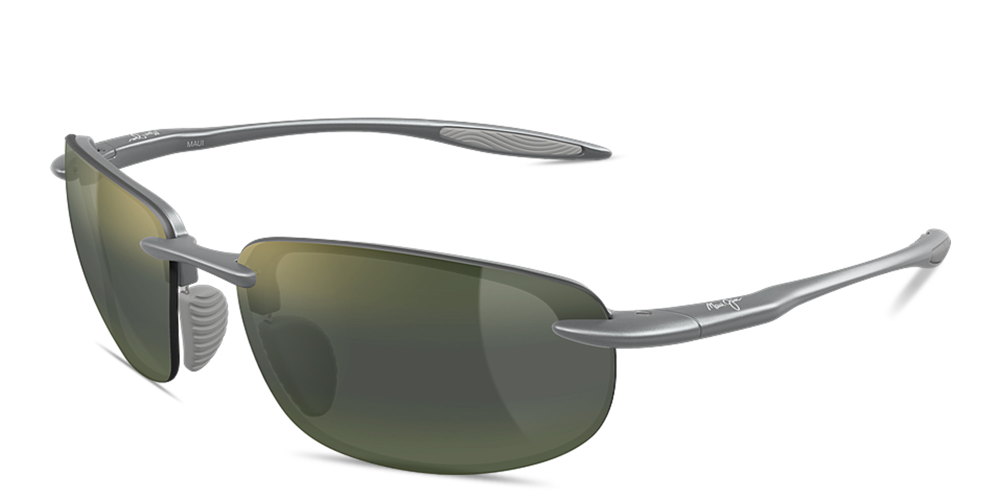 Shop Maui Jim Ho’okipa Ultra Unisex Rimless Rectangle Sunglasses in Matte Grey online.