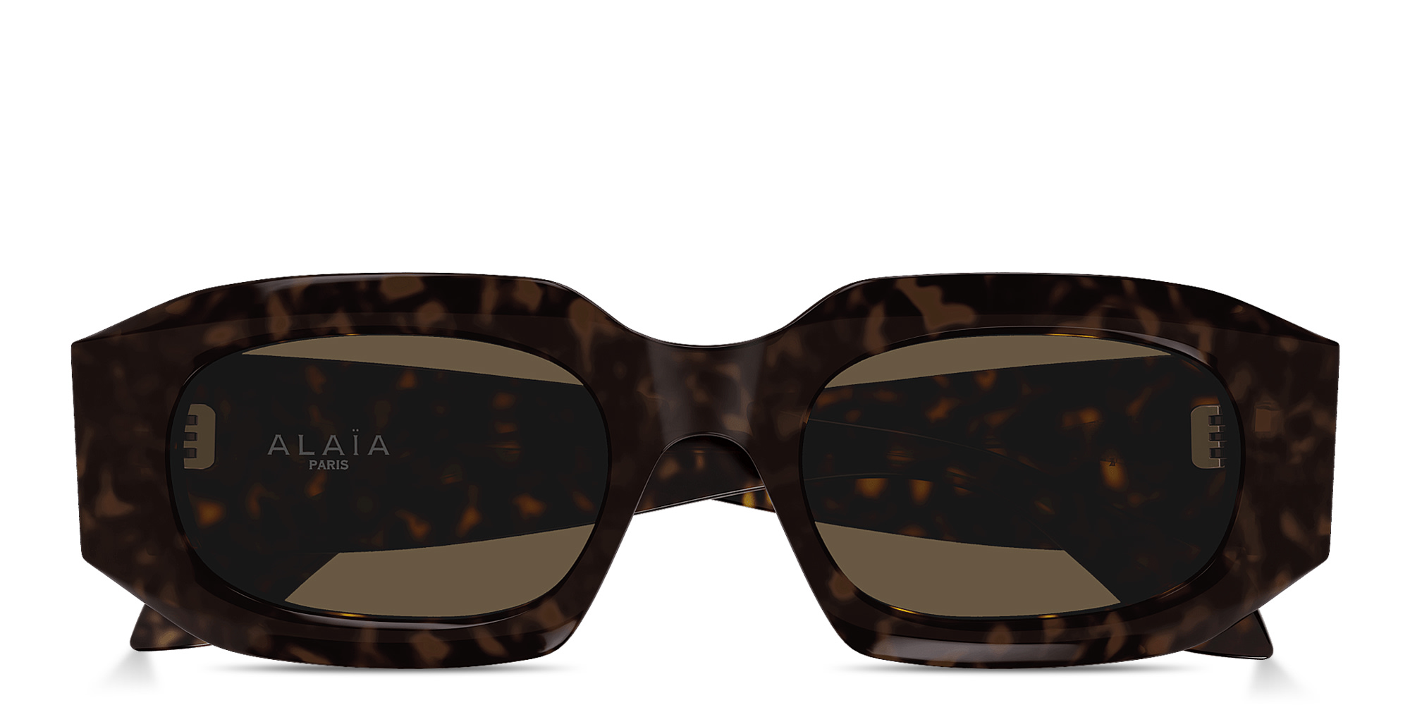 Shop ALAIA Logo Signature Rectangle Sunglasses in Dark Havana online.