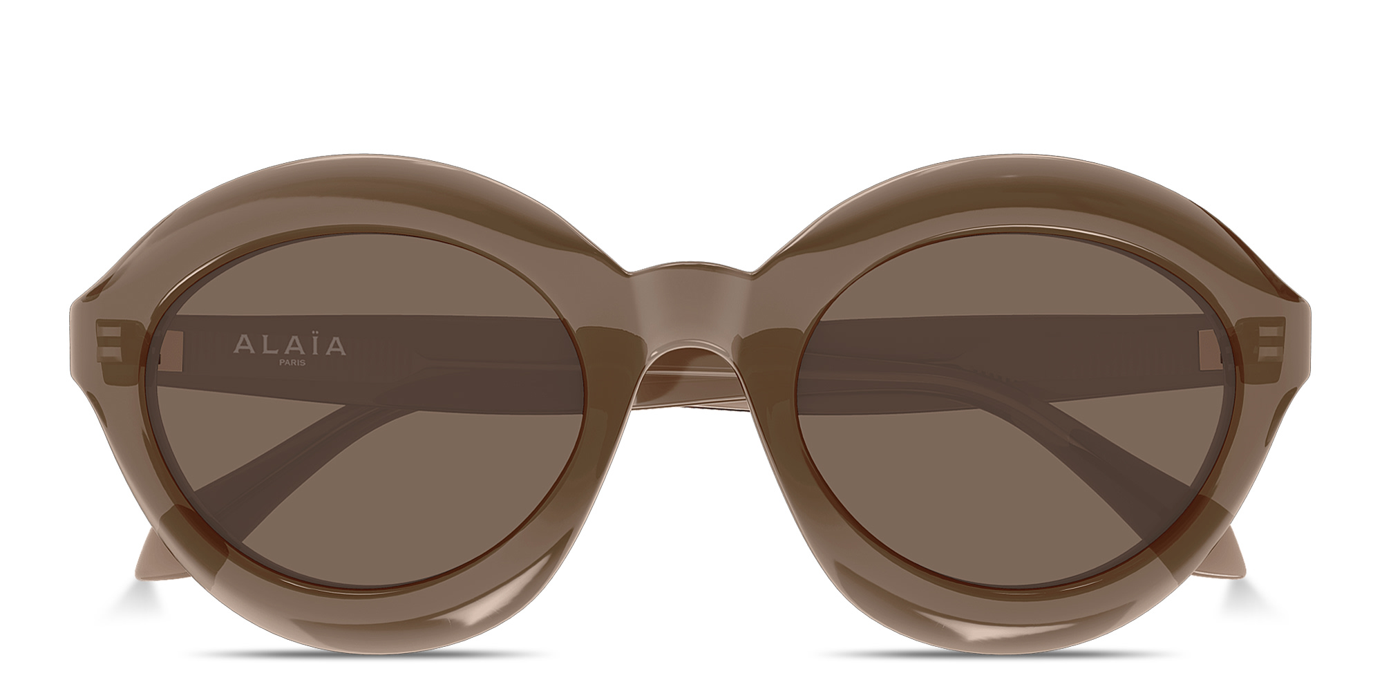 Shop ALAIA Logo Signature Panthos Sunglasses in Transparent Brown online.