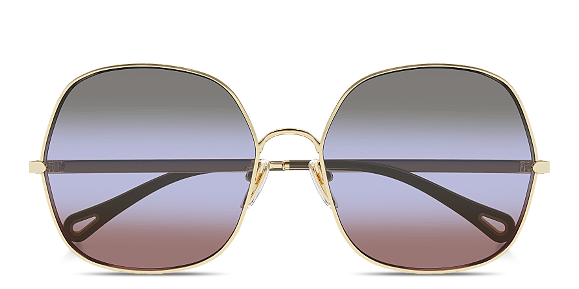 Shop Chloe Engraved Logo Oversized Square Sunglasses in Gold online.