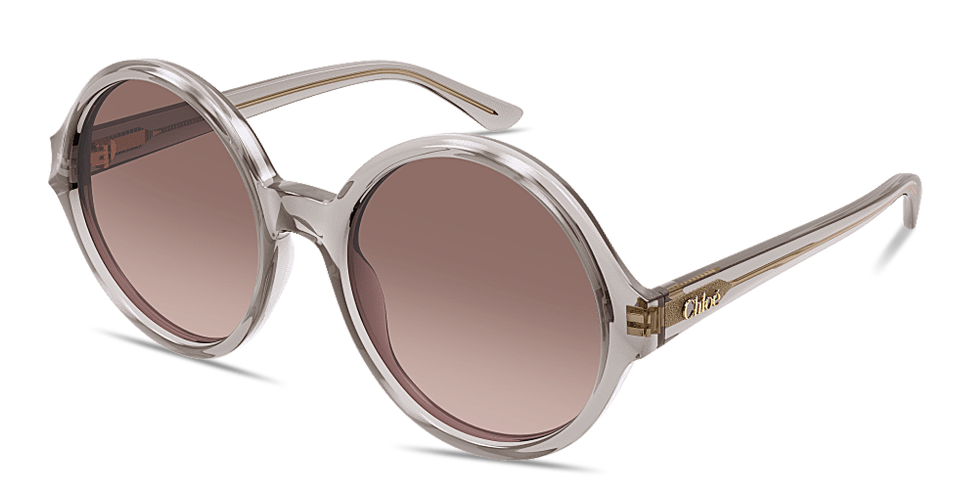 Chloe Logo Signature Oversized Panthos Sunglasses in Transparent Grey – Product Photo 2