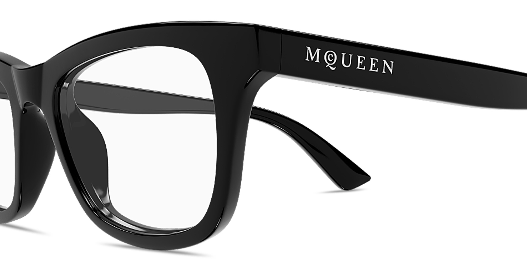 Shop Alexander McQueen Logo Signature Cat-Eye Eyeglasses in Black online.