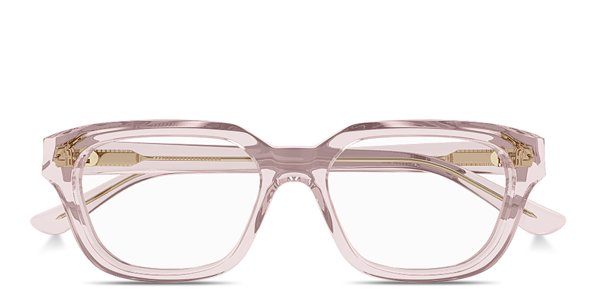 Shop Chloe Logo Signature Rectangle Eyeglasses in Transparent Pink online.