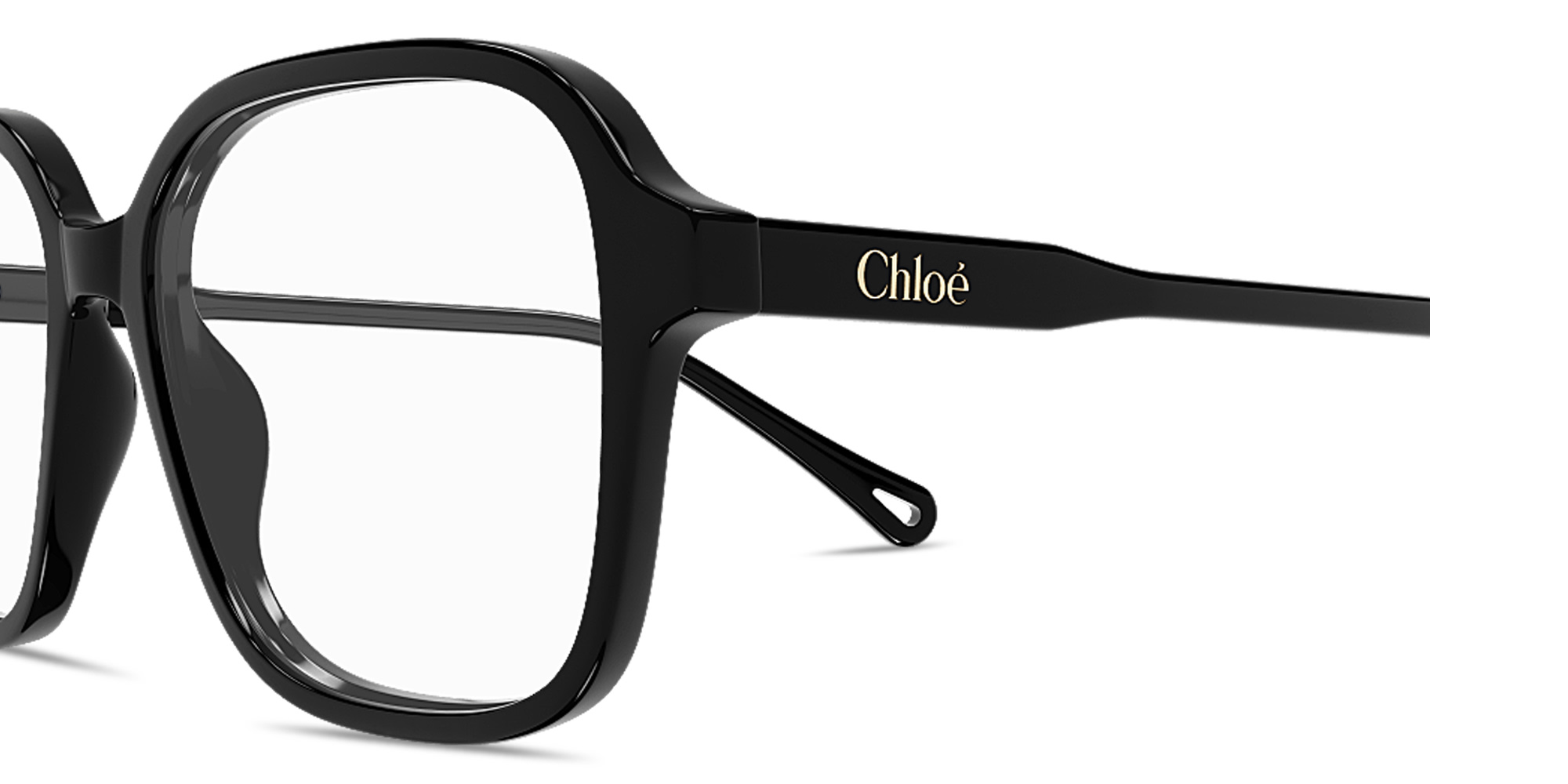 Shop Chloe Logo Signature Square Eyeglasses in Black online.