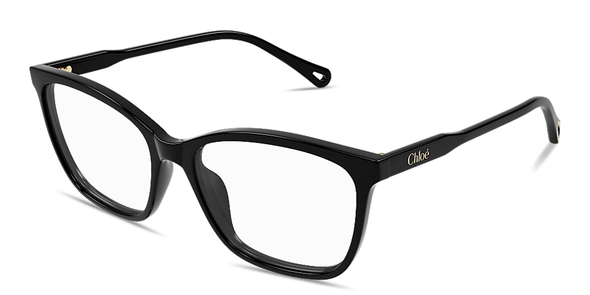 Shop Chloe Logo Signature Wide Rectangle Eyeglasses in Black online.