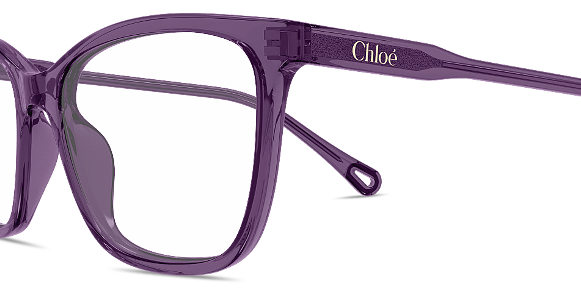 Shop Chloe Logo Signature Wide Rectangle Eyeglasses in Burgundy online.