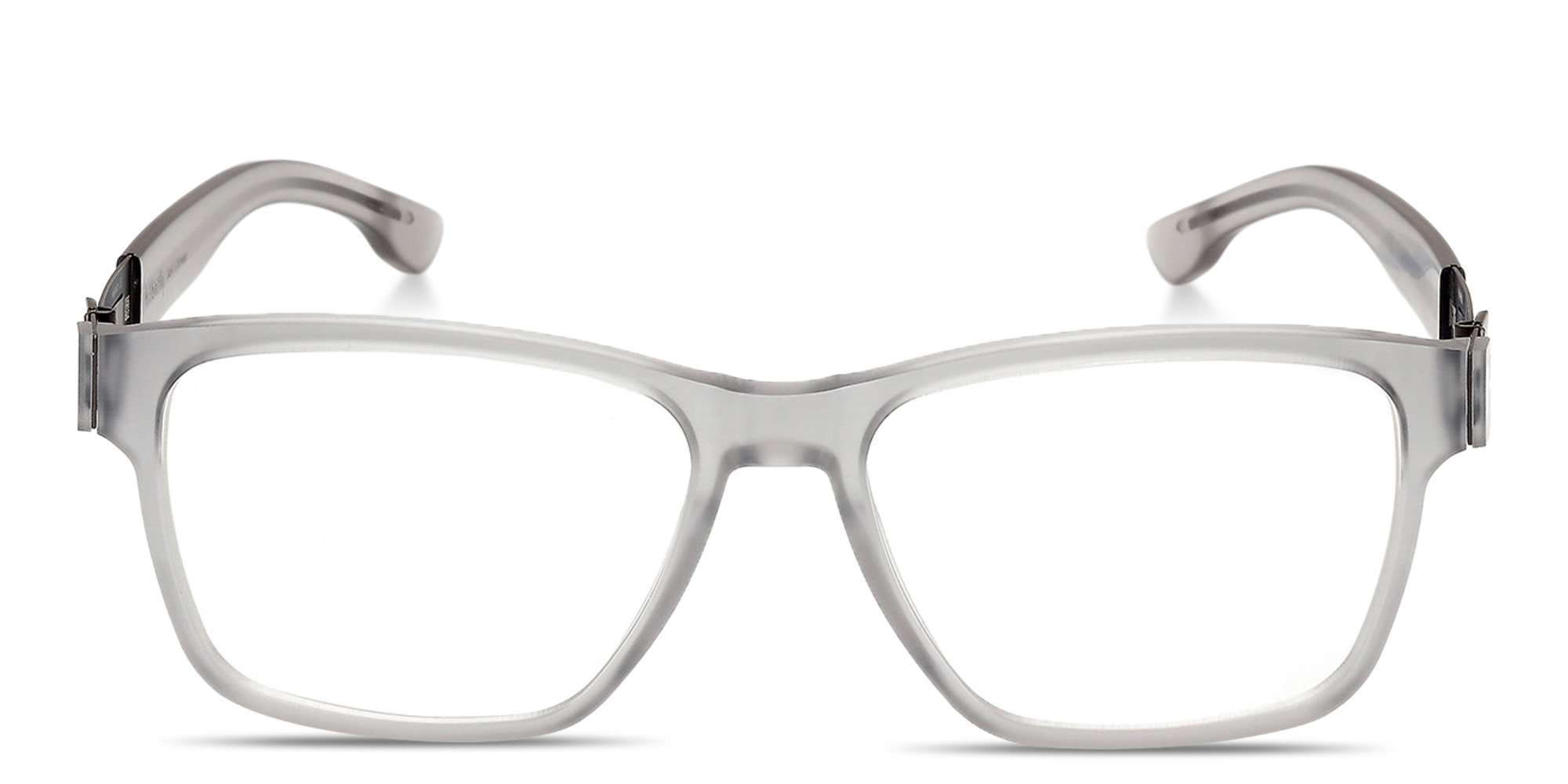 Shop ic! berlin Meta Wide Square Eyeglasses in Transparent Grey online.