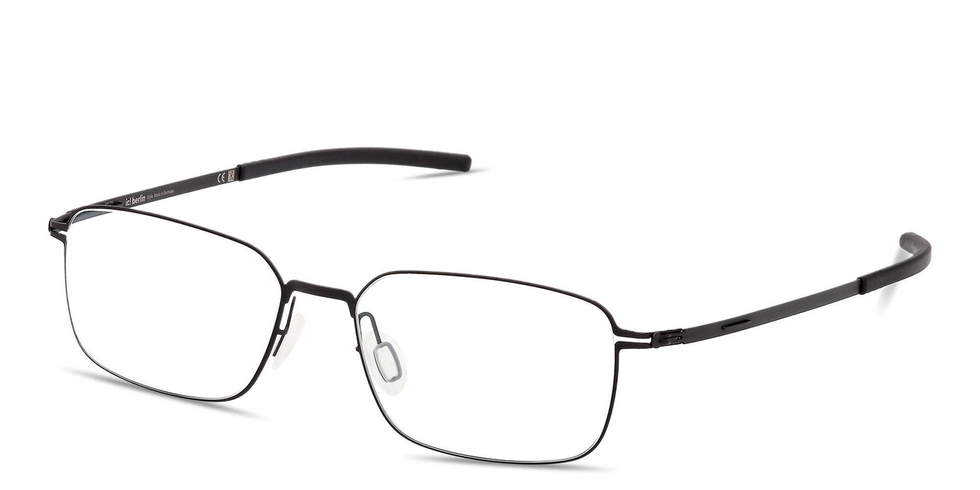 Shop ic! berlin Kouji Unisex Rectangle Eyeglasses in Black online.