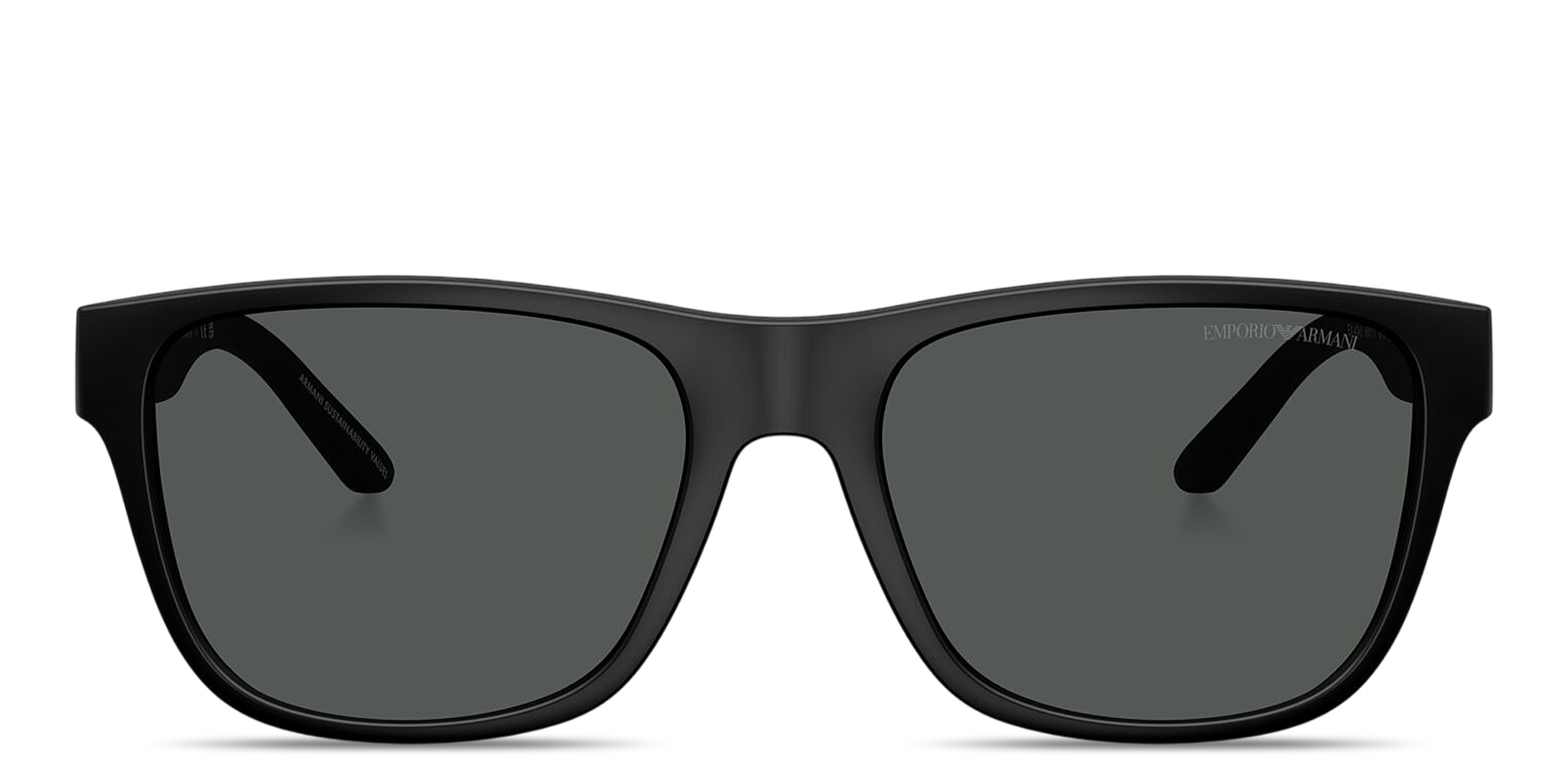تسوق نظارات شمسية مربّعة بشعار النسر امبوريو أرماني بلون أسود مطفي أونلاين.
