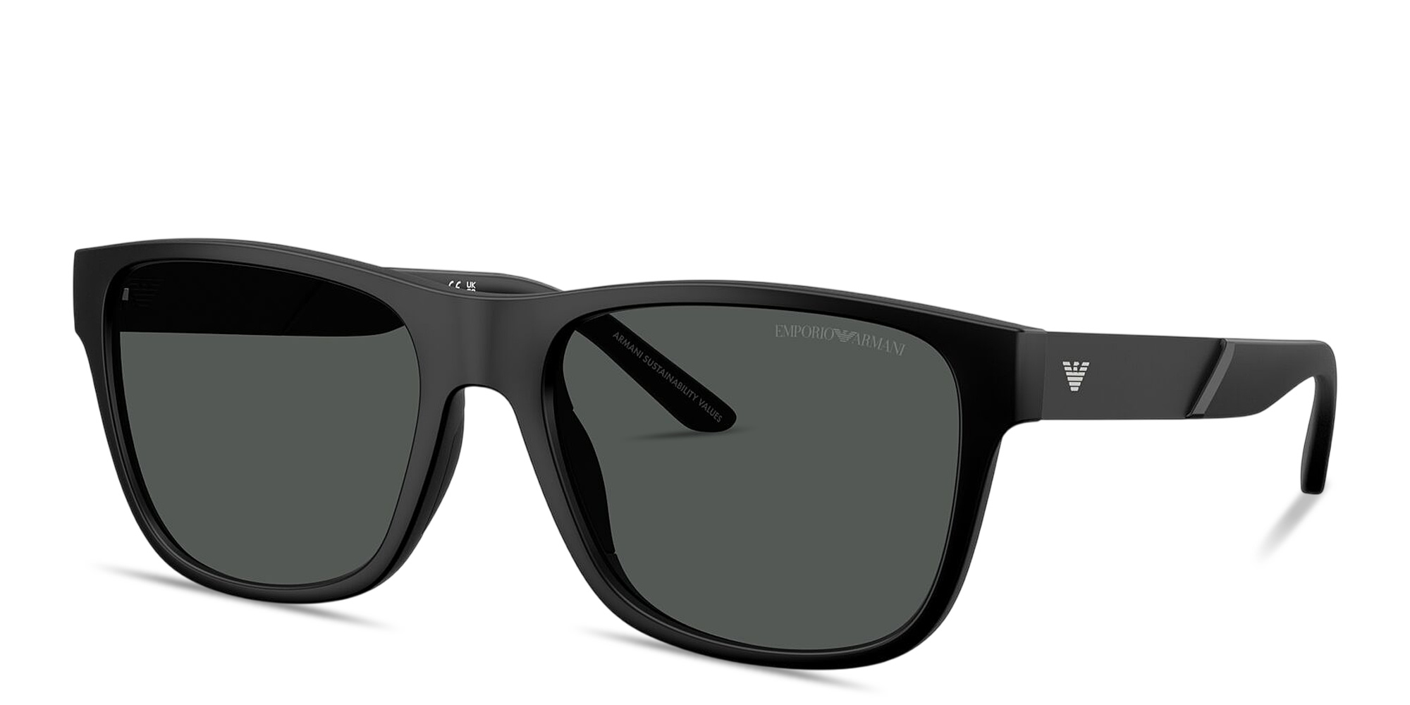 Shop Emporio Armani Eagle Logo Square Sunglasses in Matte Black online.