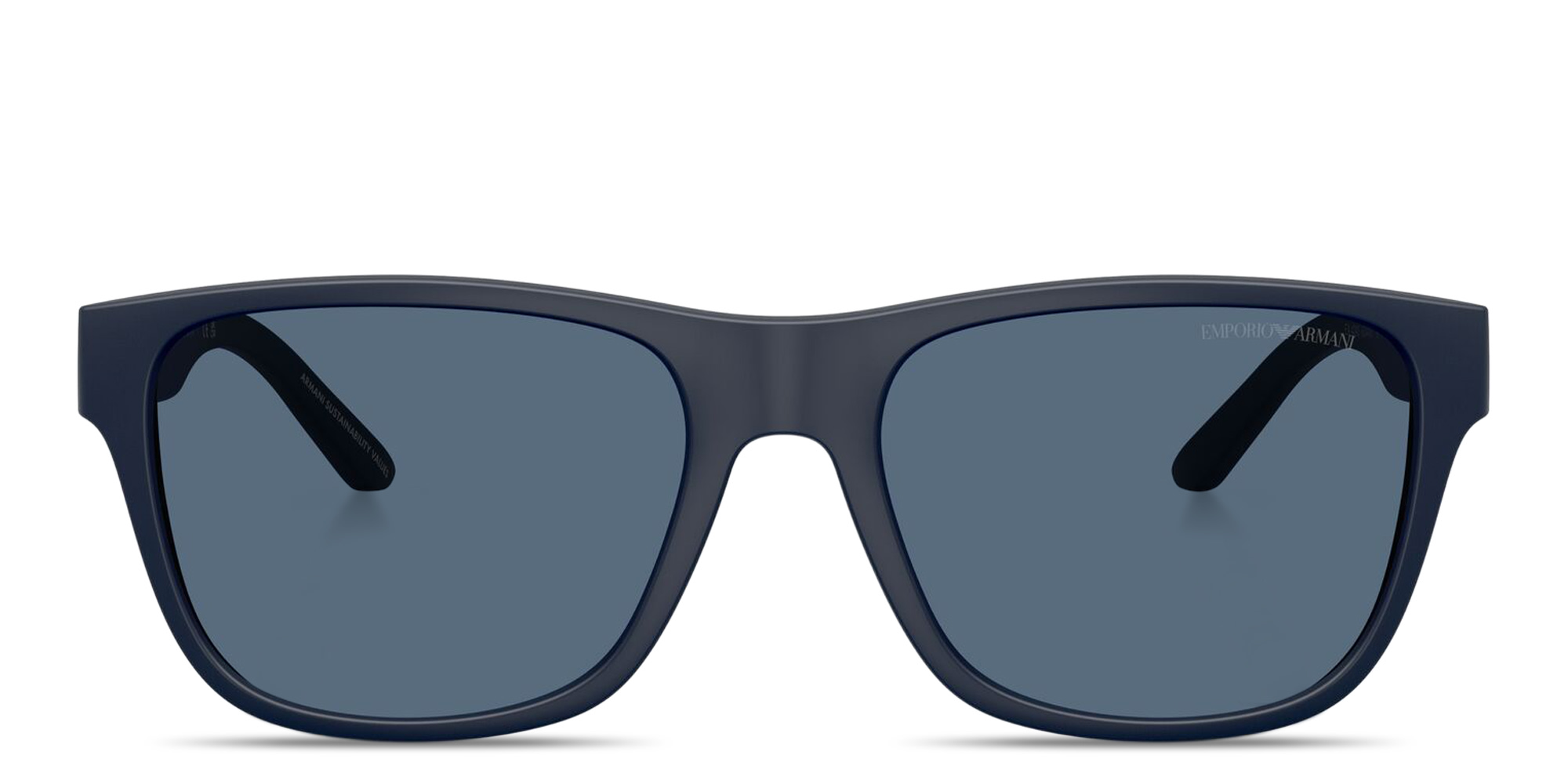 Shop Emporio Armani Eagle Logo Square Sunglasses in Blue online.