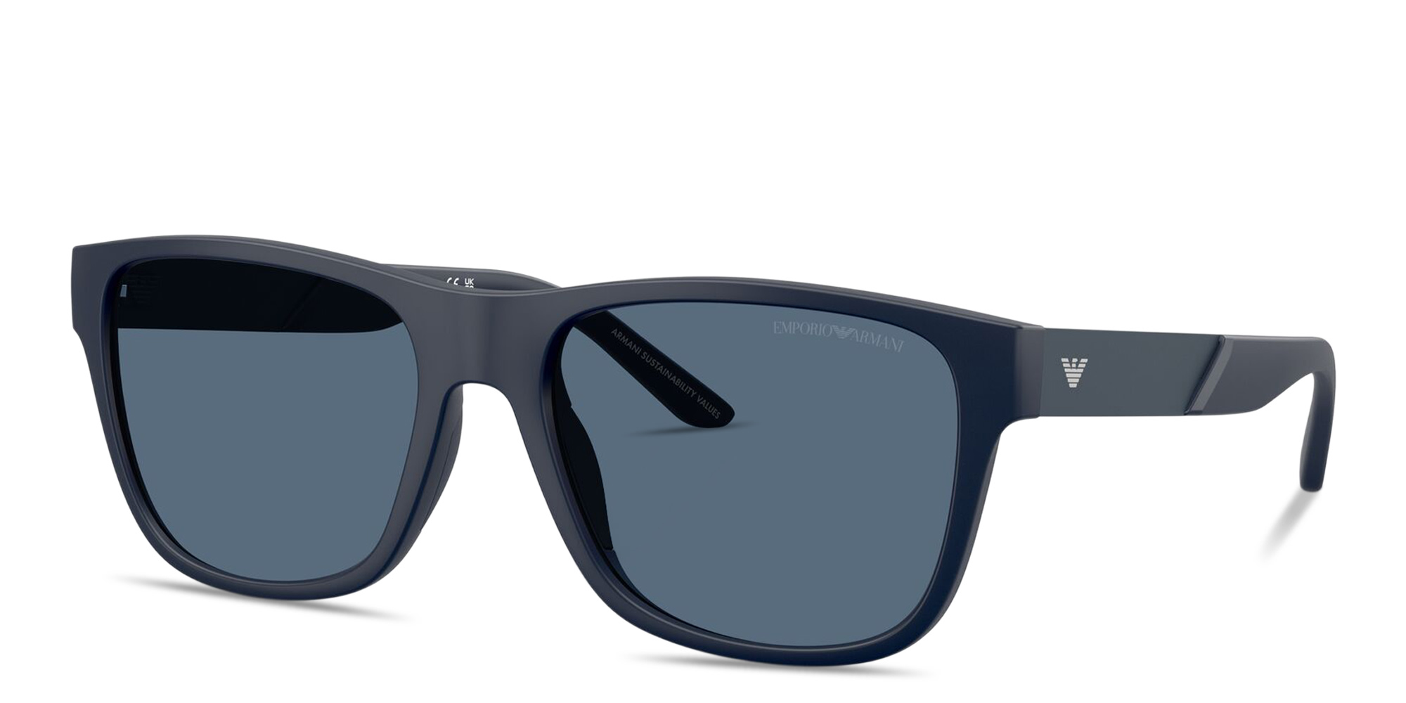 Shop Emporio Armani Eagle Logo Square Sunglasses in Blue online.
