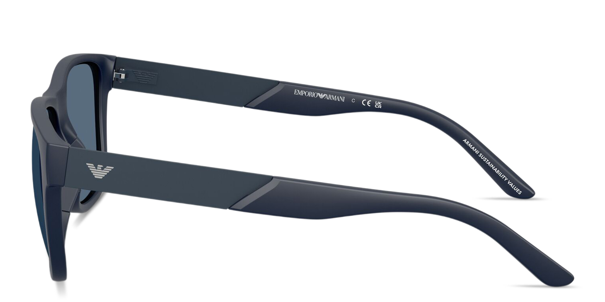 Shop Emporio Armani Eagle Logo Square Sunglasses in Blue online.