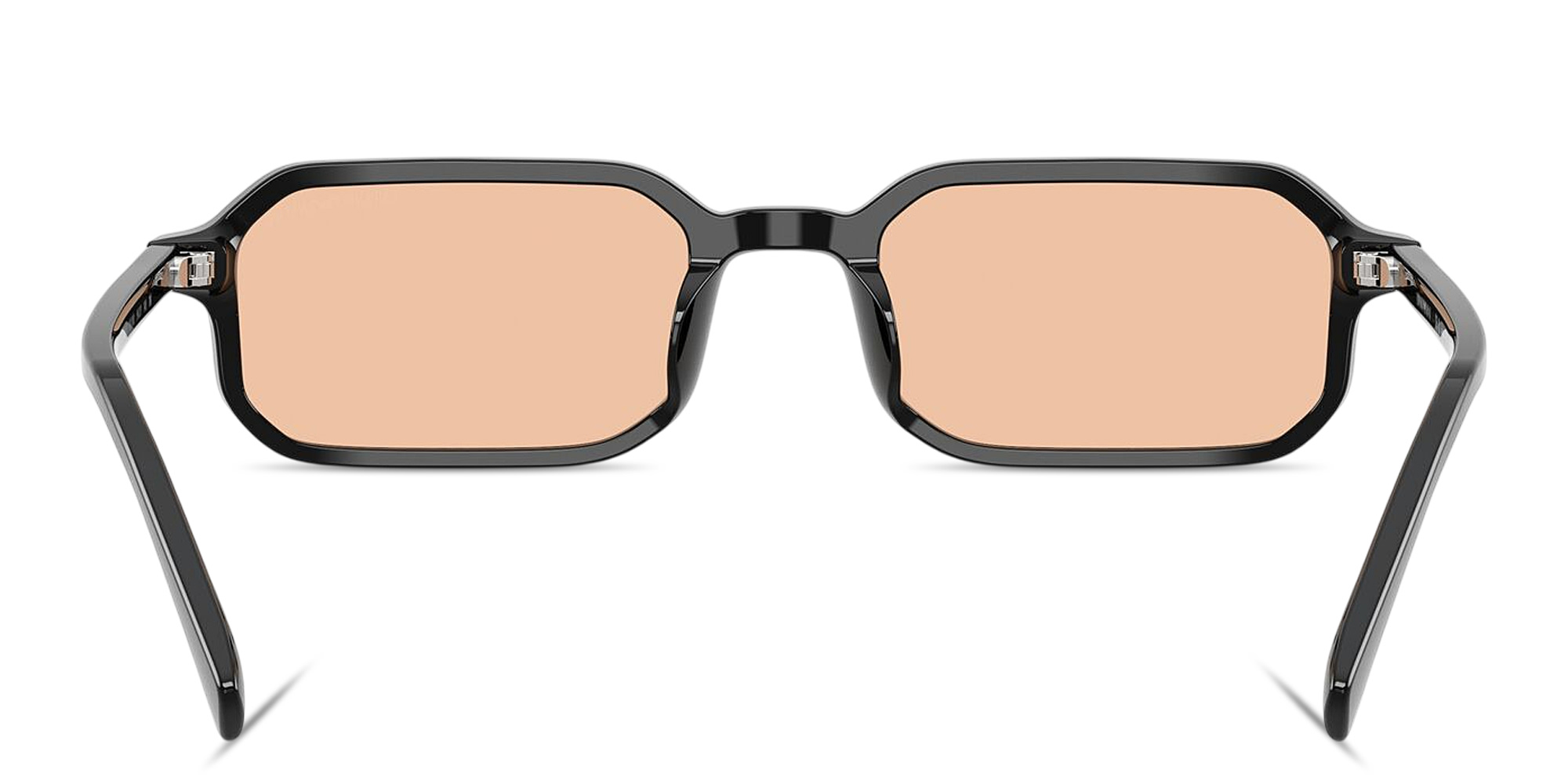 Shop Emporio Armani Eagle Logo Rectangle Sunglasses in Shiny Black online.